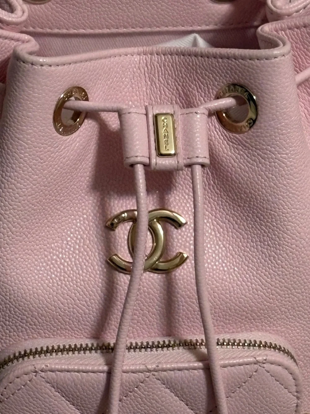 CHANEL Business Affinity Pink Caviar Bucket Bag